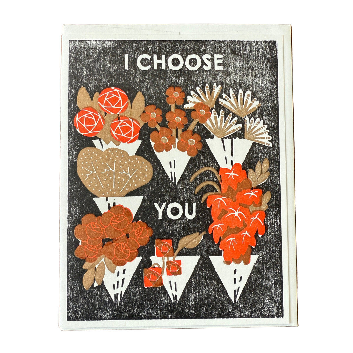 I Choose You Letterpress Flowers Card
