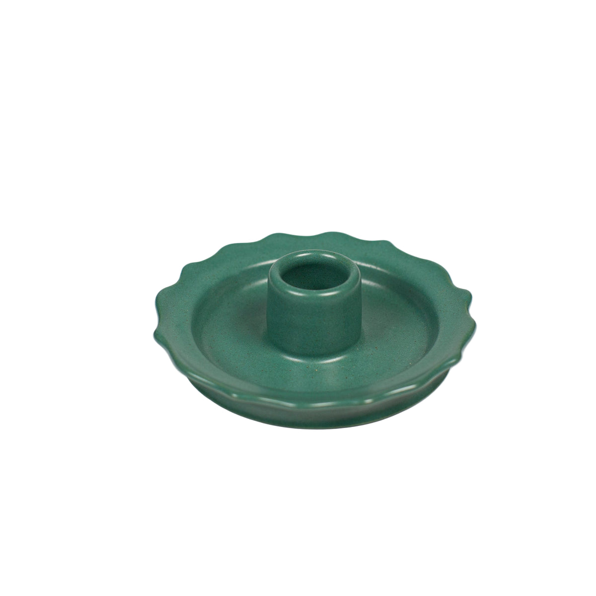 emerald green scalloped ceramic candle holder