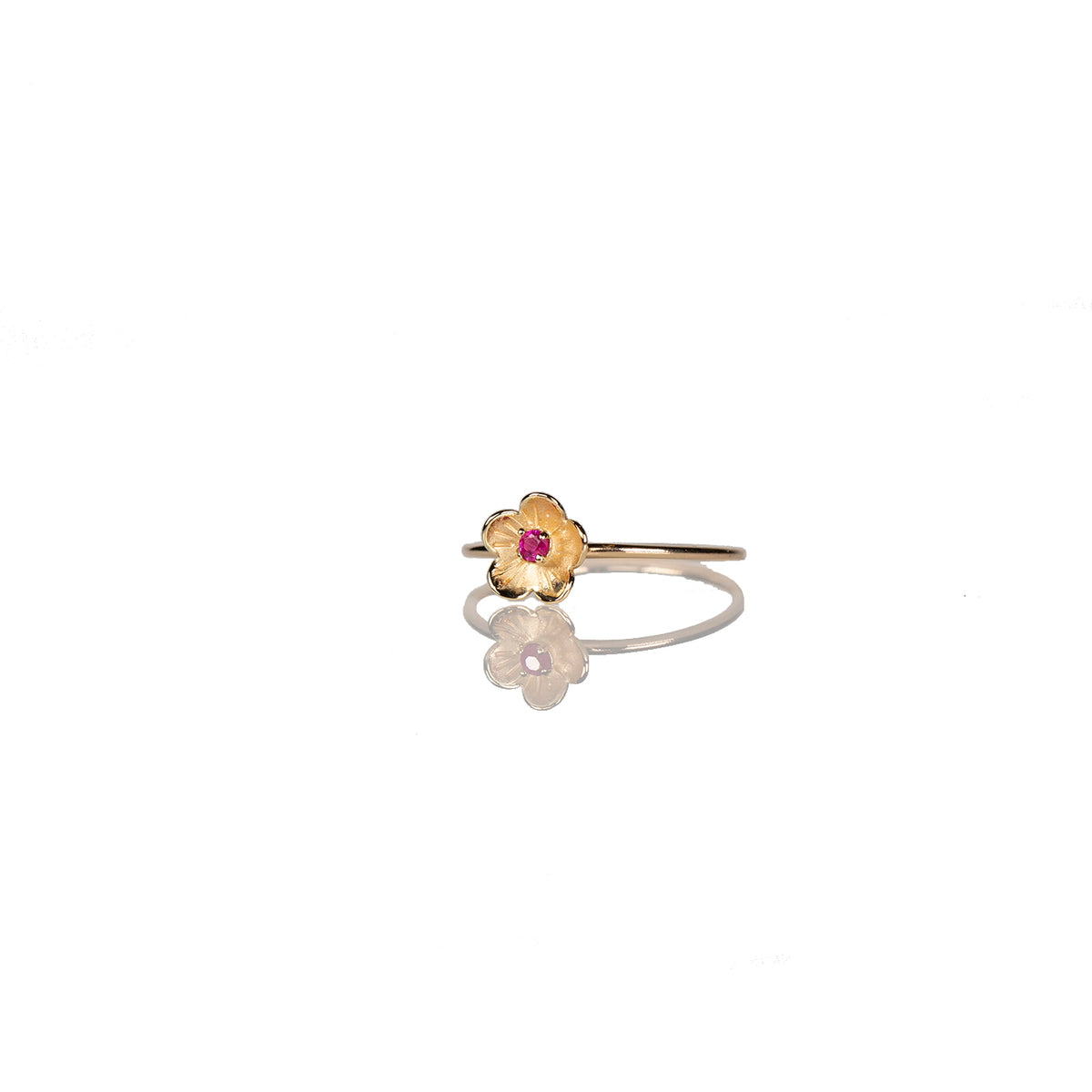 14k Flower Ring with Pink Sapphire