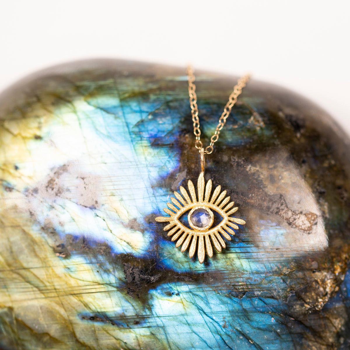 Luminous Moonstone Eye Necklace