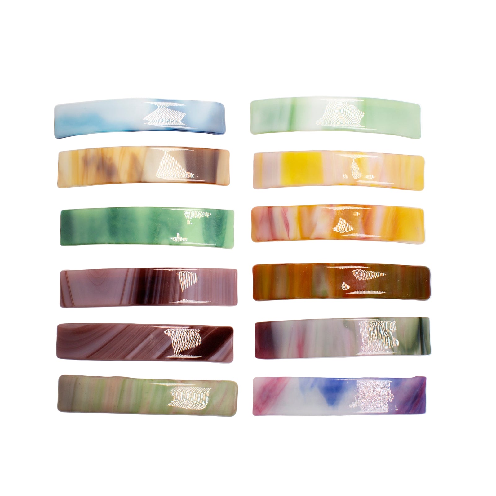 colorful glass barrettes
