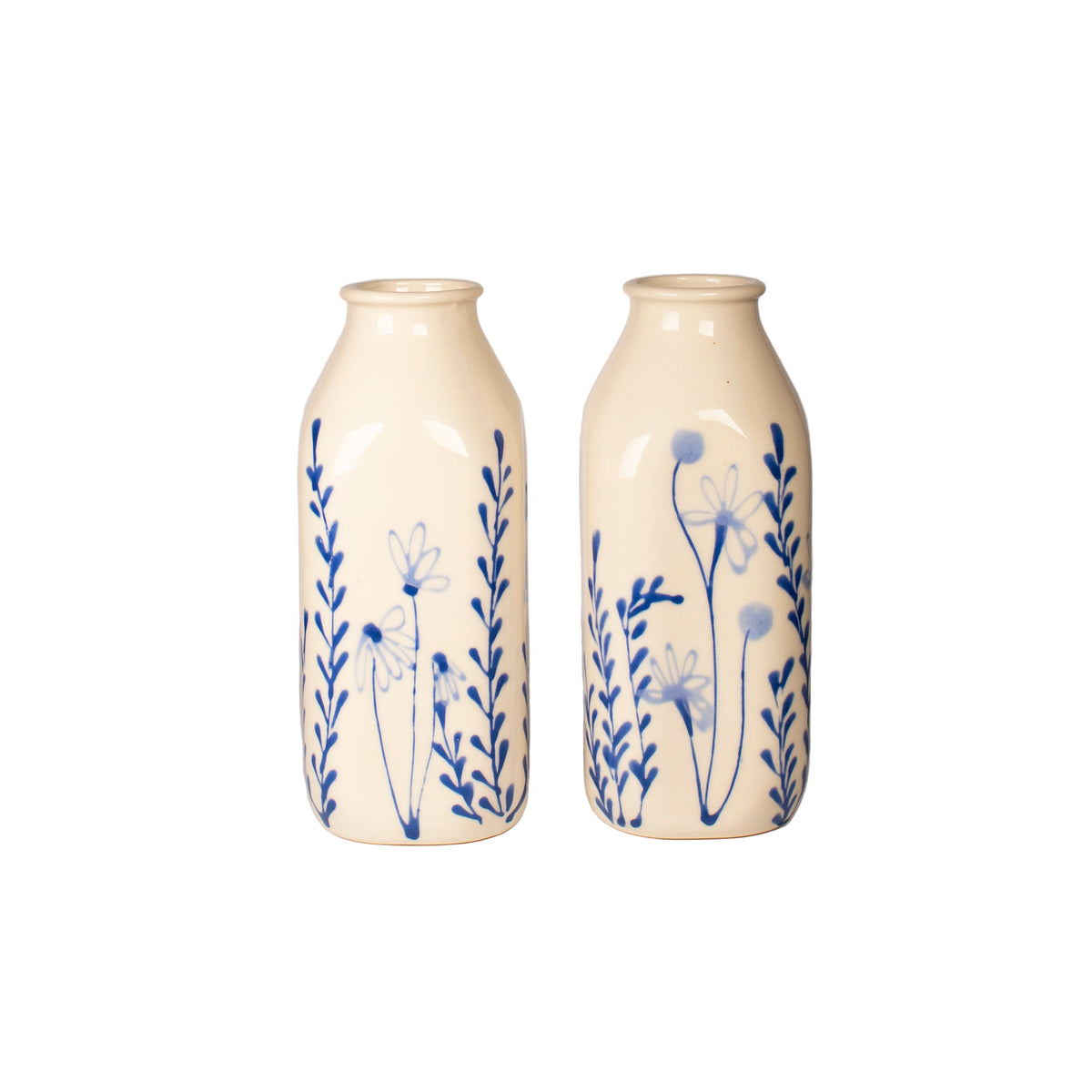 milk jug shaped blue and white floral vases