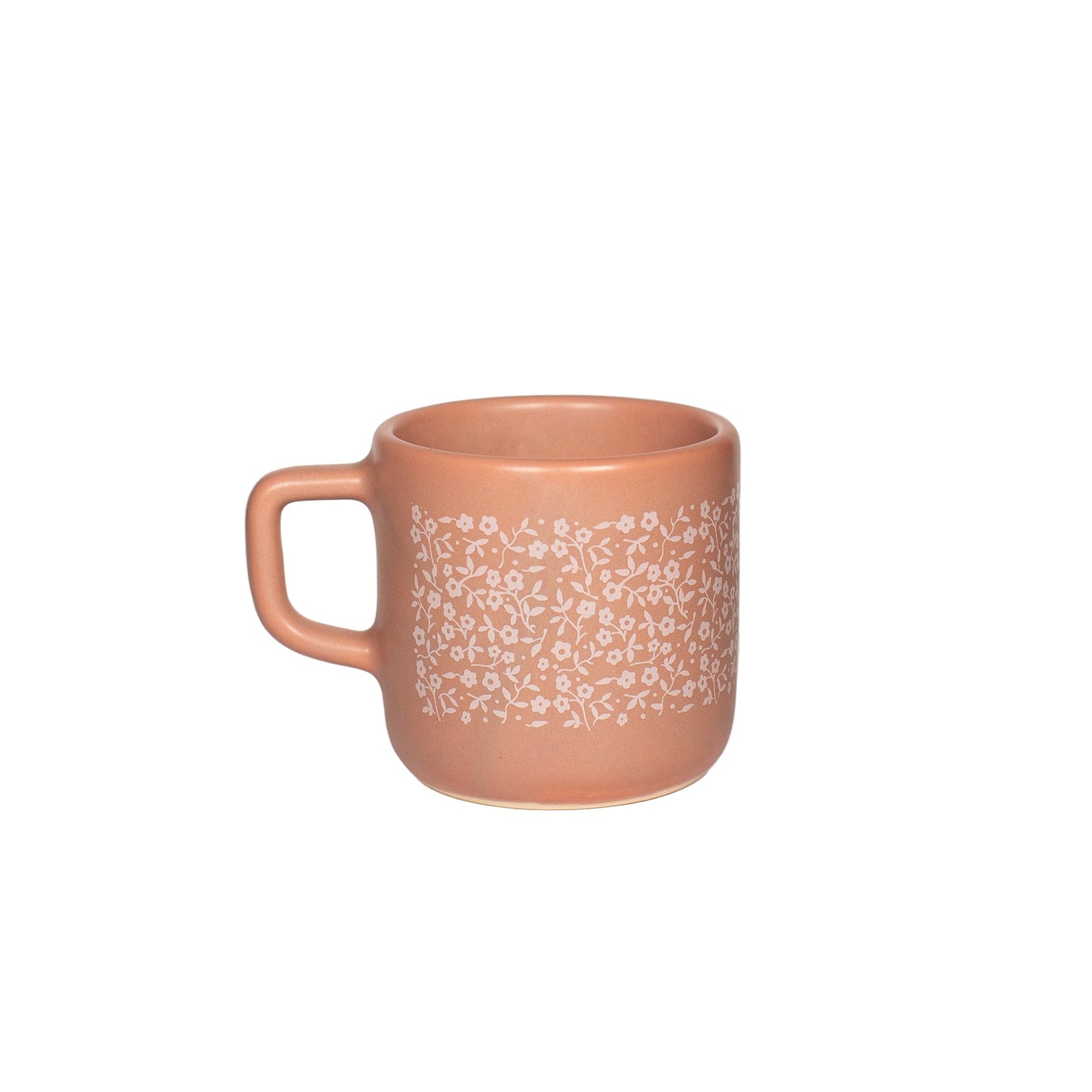 Mauve Ceramic mug with floral pattern handmade in portland oregon