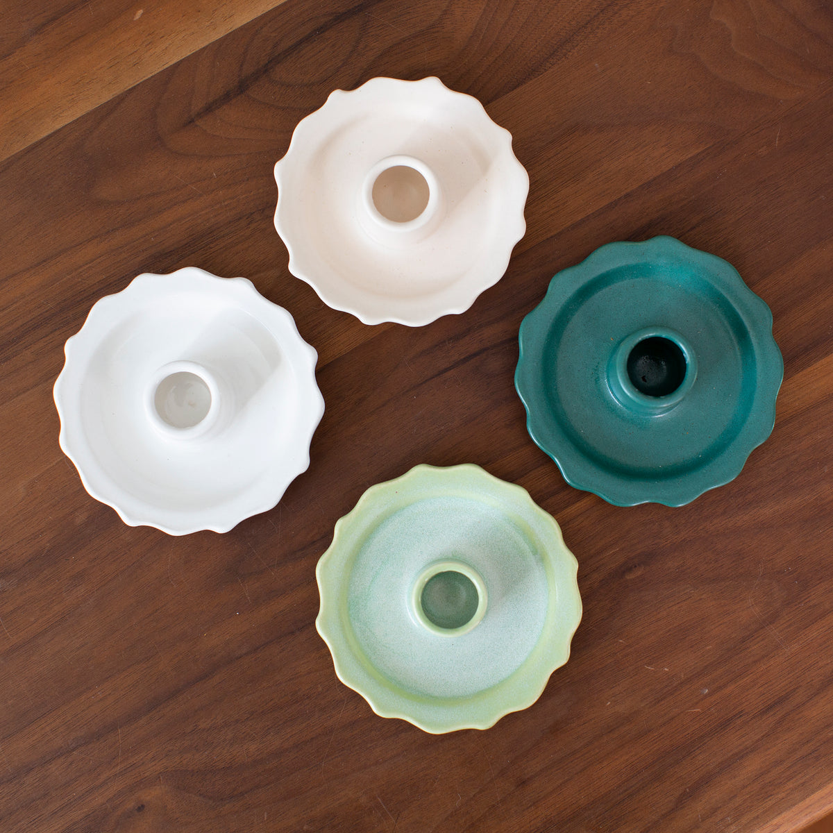 White Scalloped Candle Holder