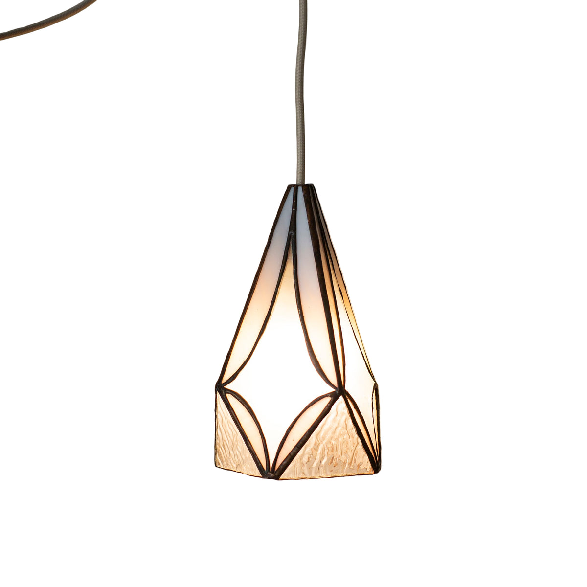White Geometric stained glass pendant light fixture 