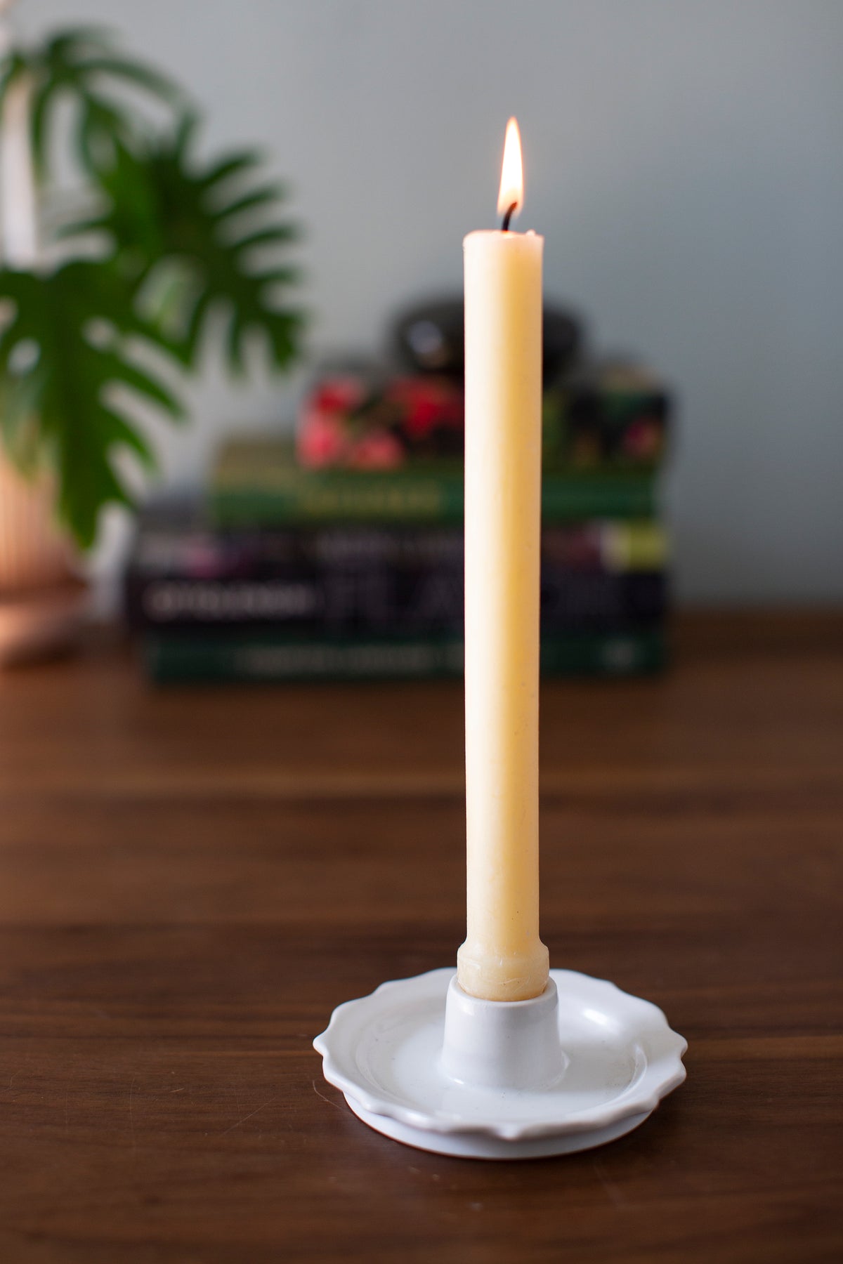 White Scalloped Candle Holder
