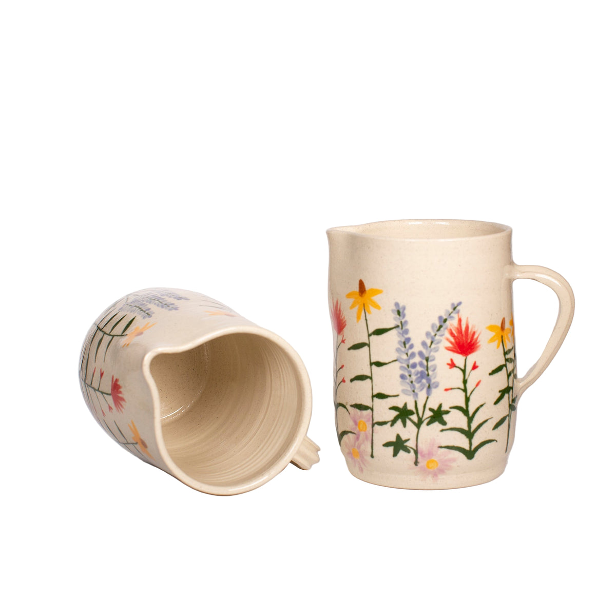 hand painted ceramic wildflower pitcher