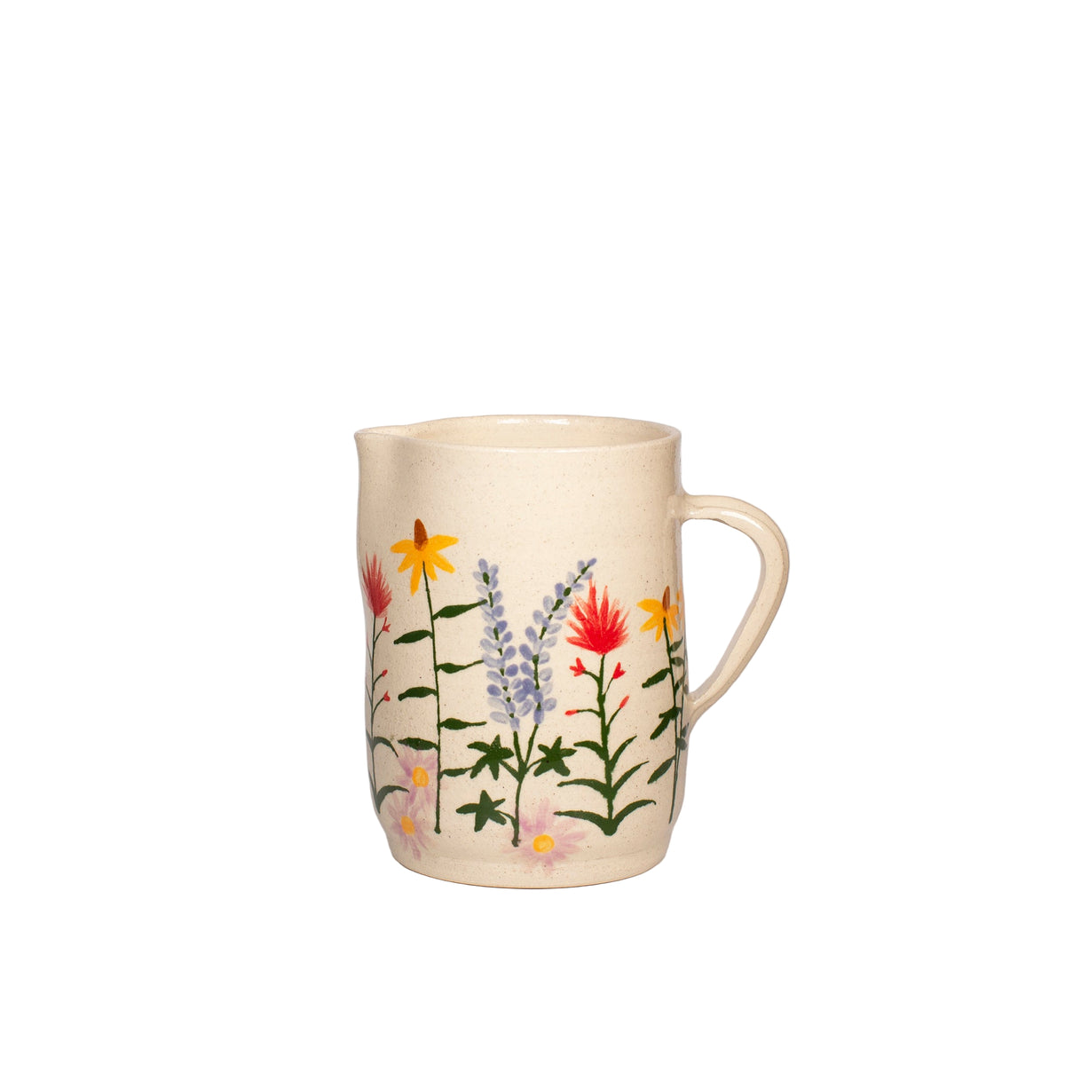 hand painted ceramic wildflower pitcher