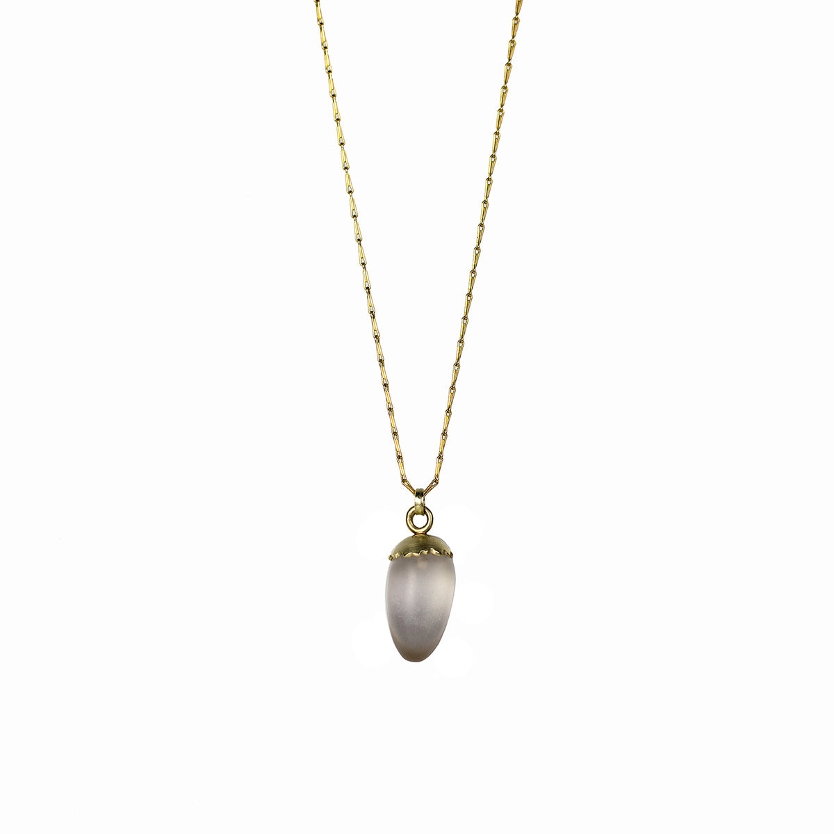 Frosted Quartz Acorn Necklace