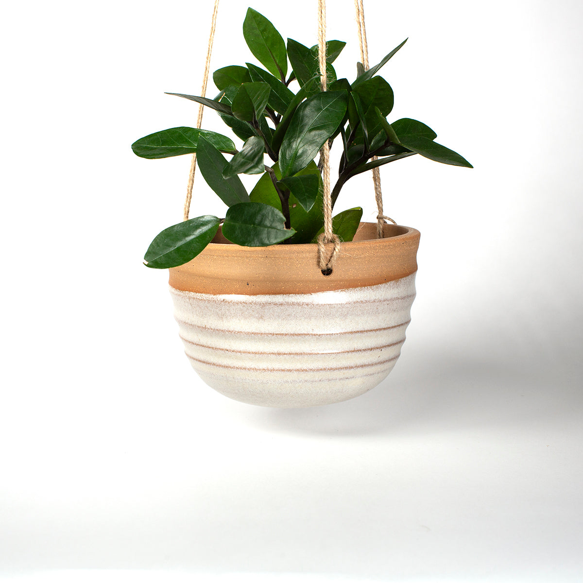 ceramic hanging planter with drainage Cream Ceramic Hanging Planter